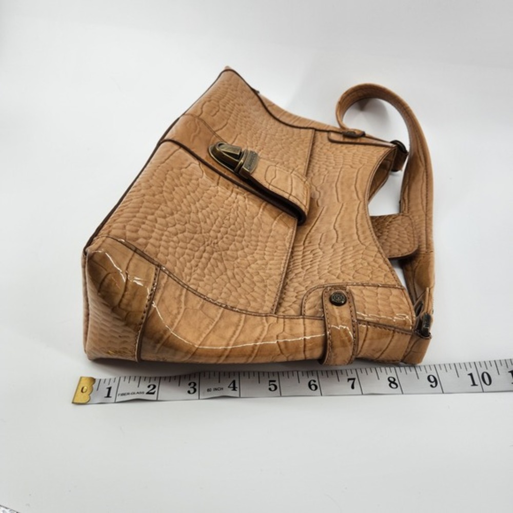 Liz Claiborne Tan Croc Embossed Faux Leather Shoulder Bag‎ Purse - Picture 8 of 8